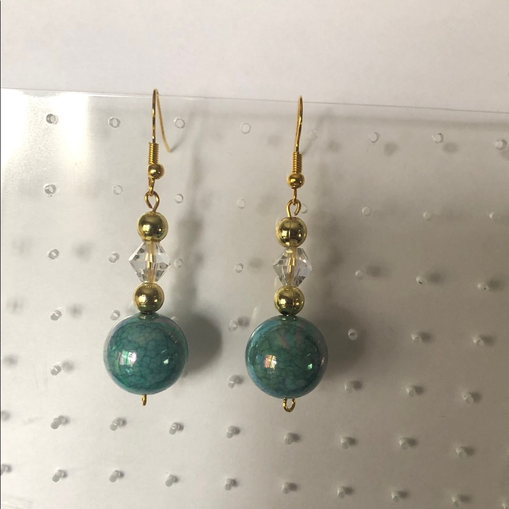 Elegant Gold and Turquoise Dangle Earrings
